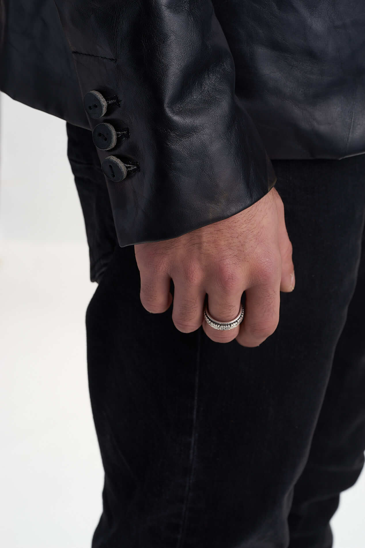 DANIELE BASTA LEATHER AND SILVER JACKET 